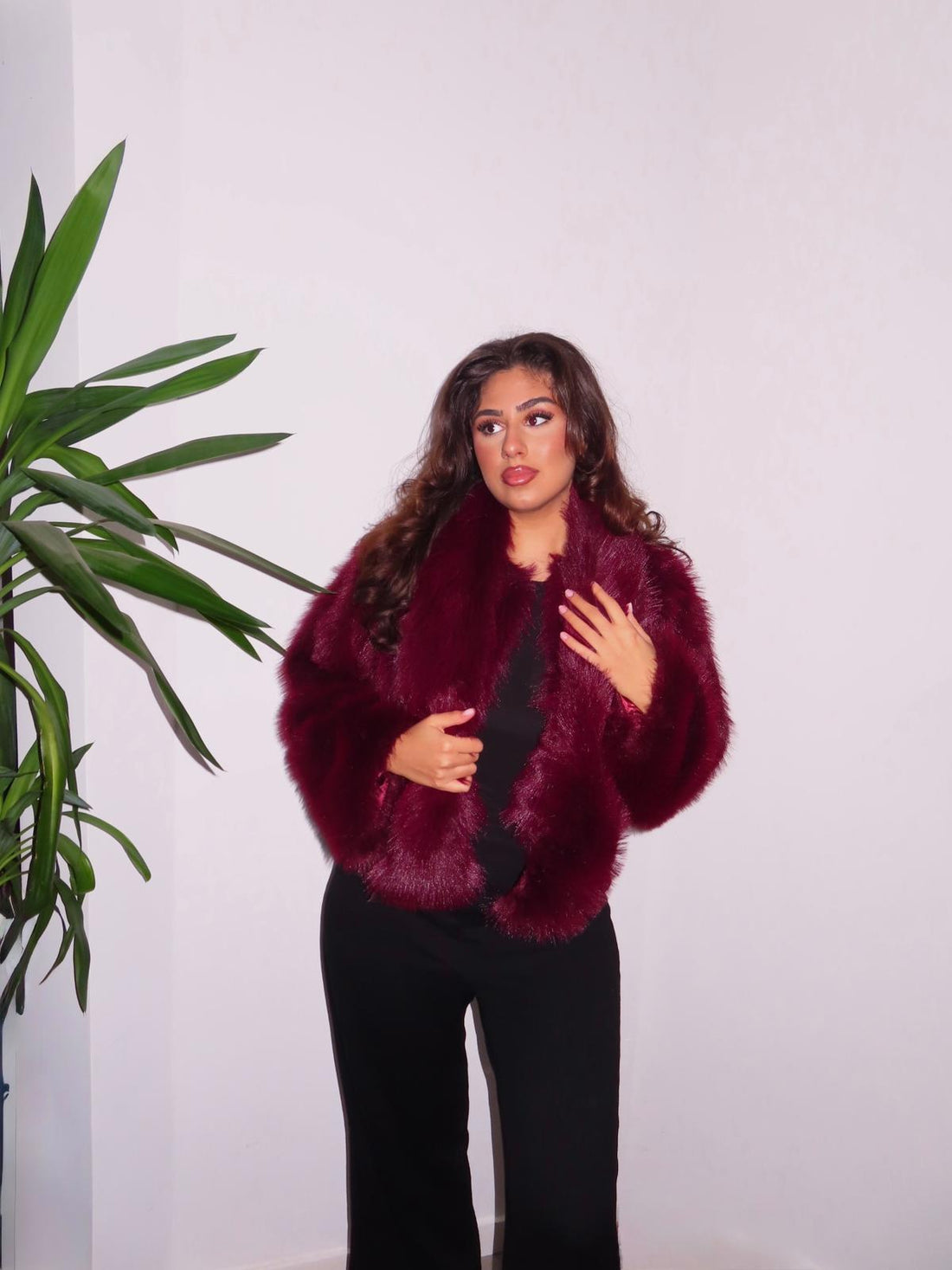 BURGUNDY FAUX FUR