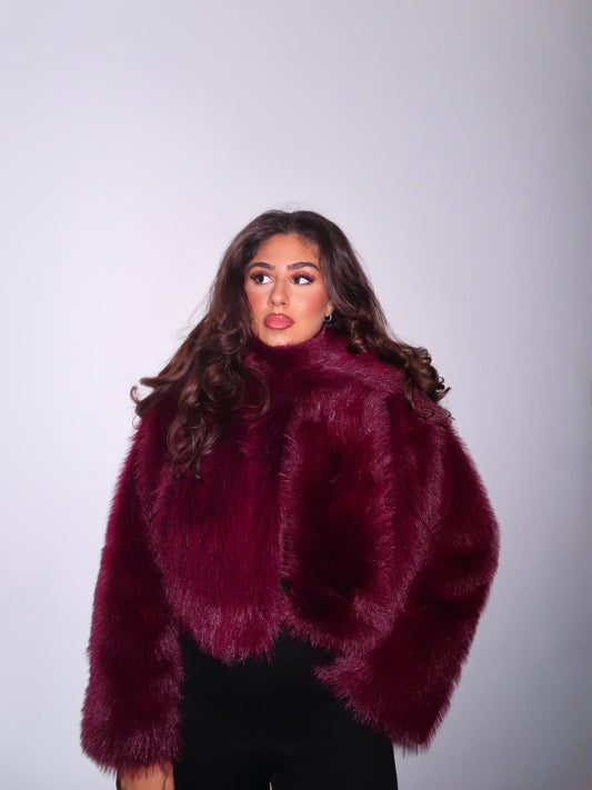 BURGUNDY FAUX FUR