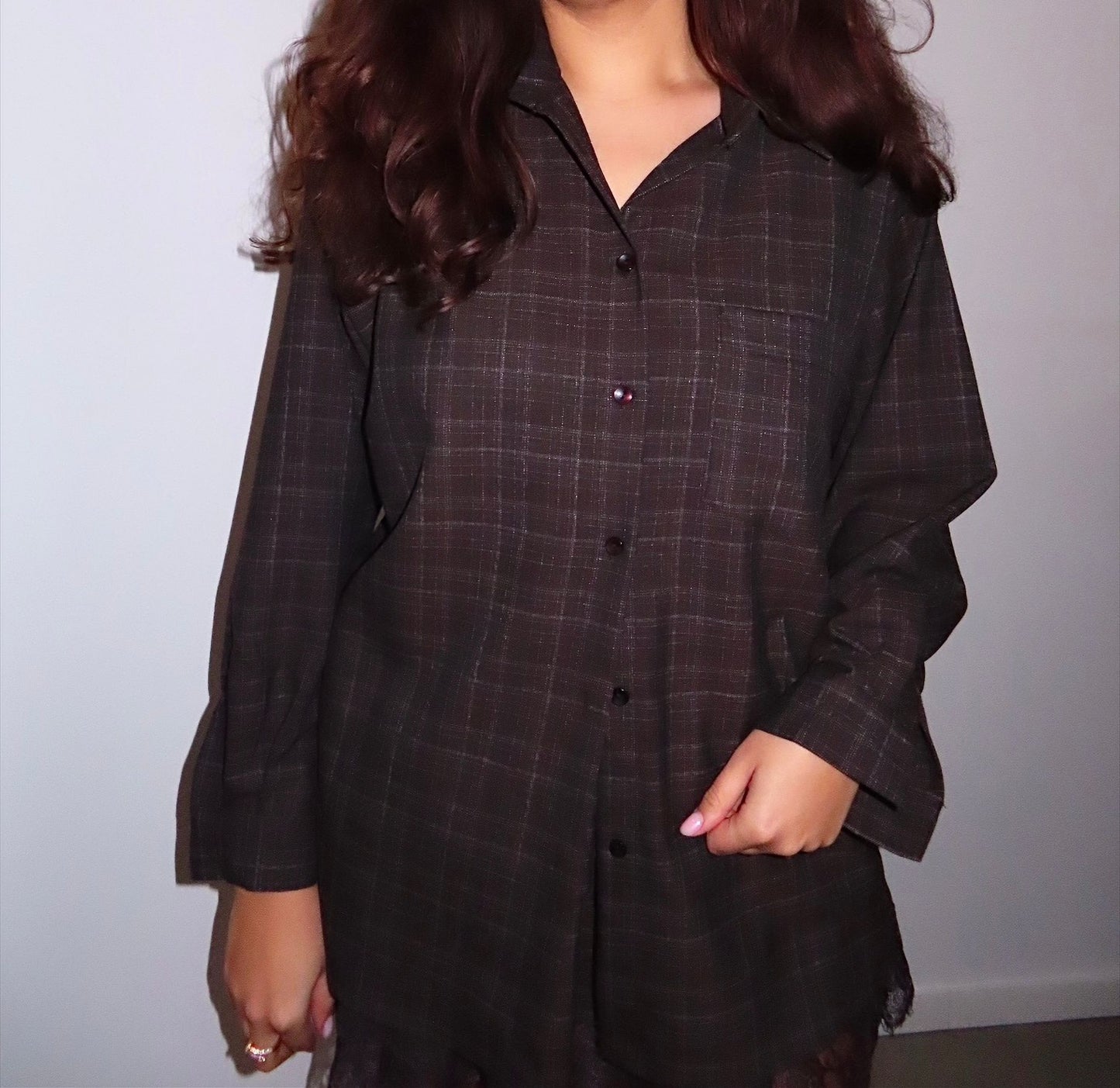 PLAID OVERSIZED BLOUSE