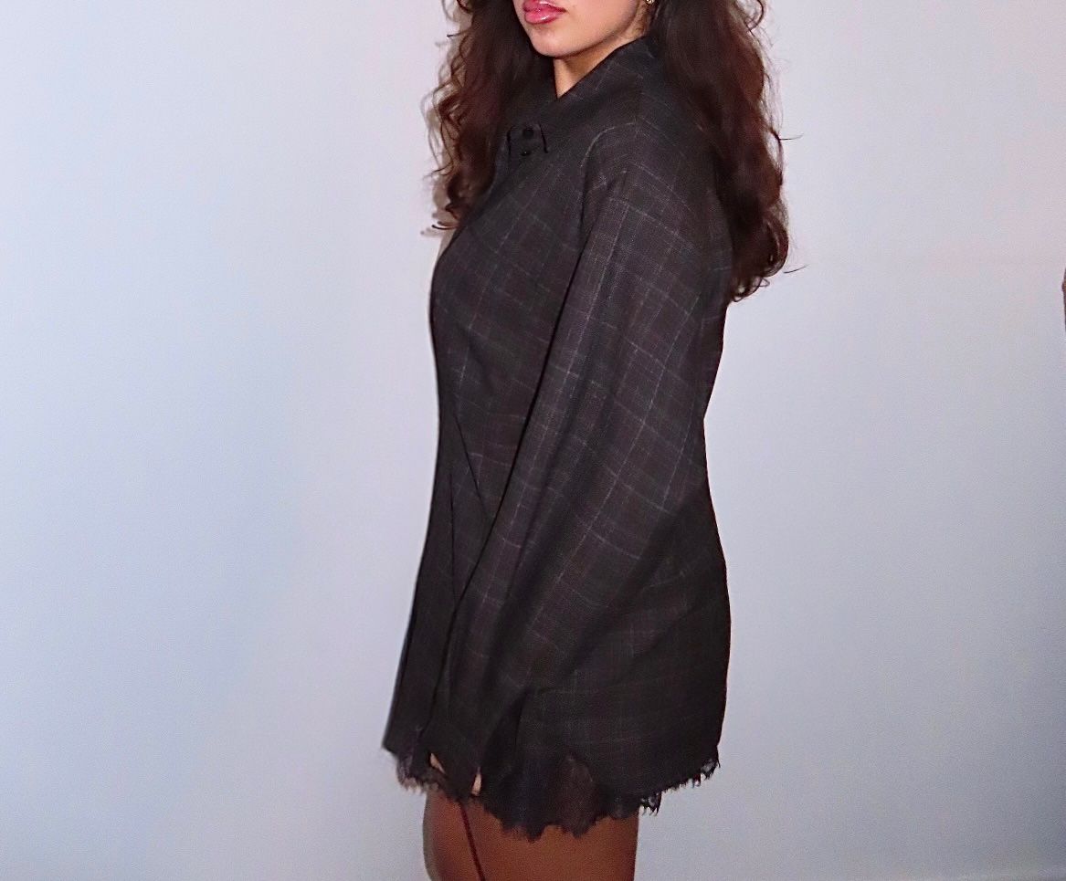 PLAID OVERSIZED BLOUSE