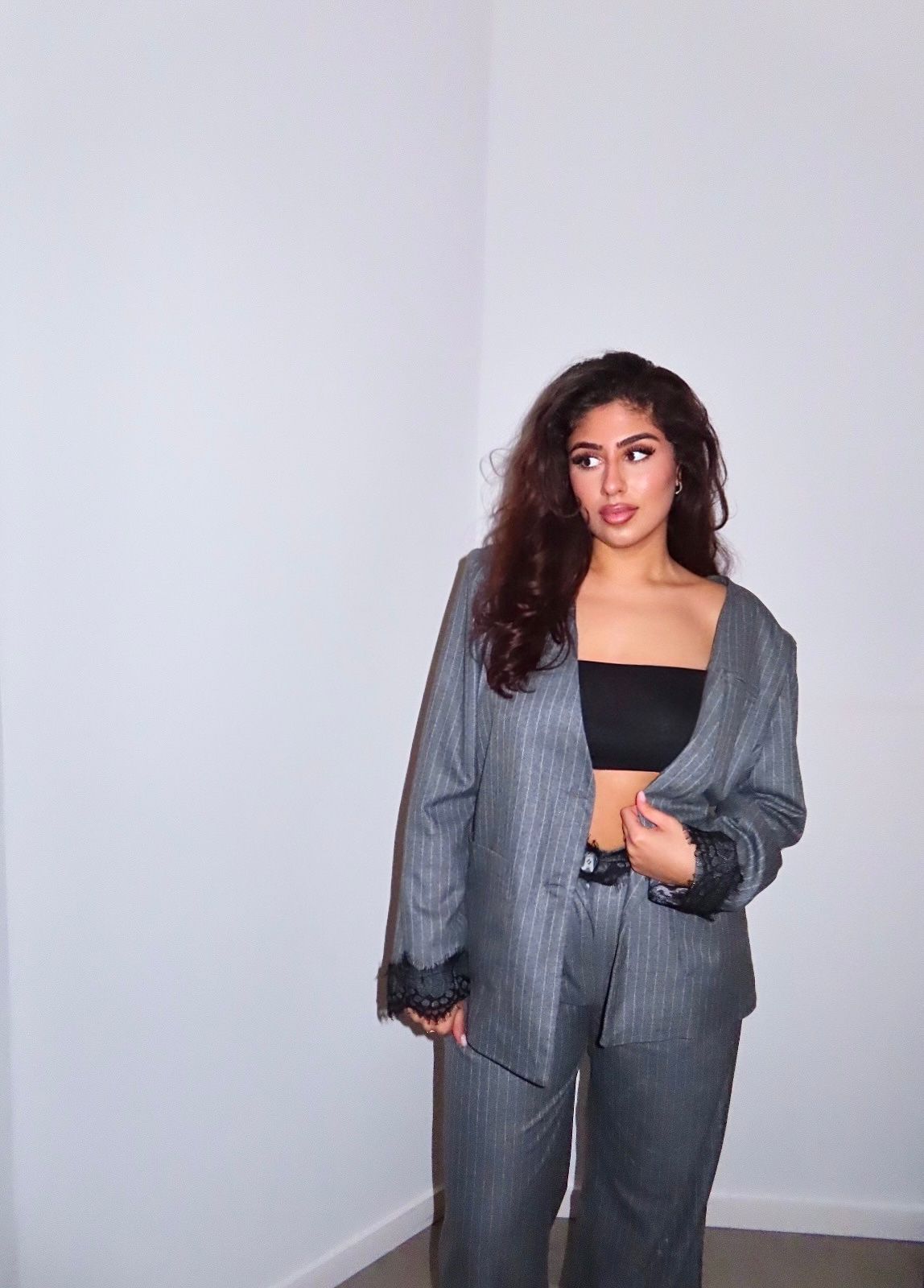 PINSTRIPE LACE BLAZER