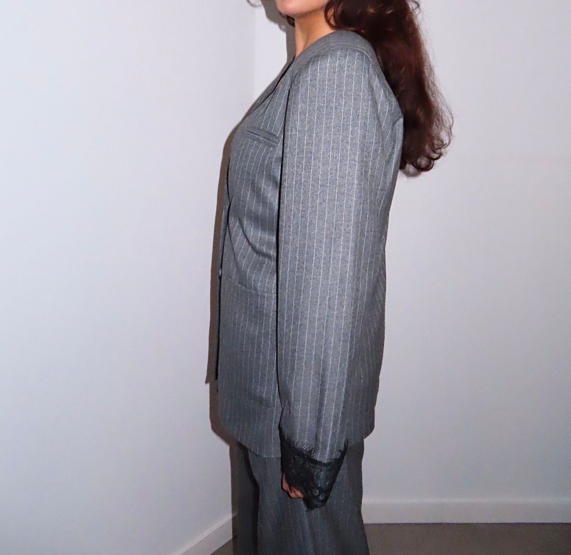 PINSTRIPE LACE BLAZER